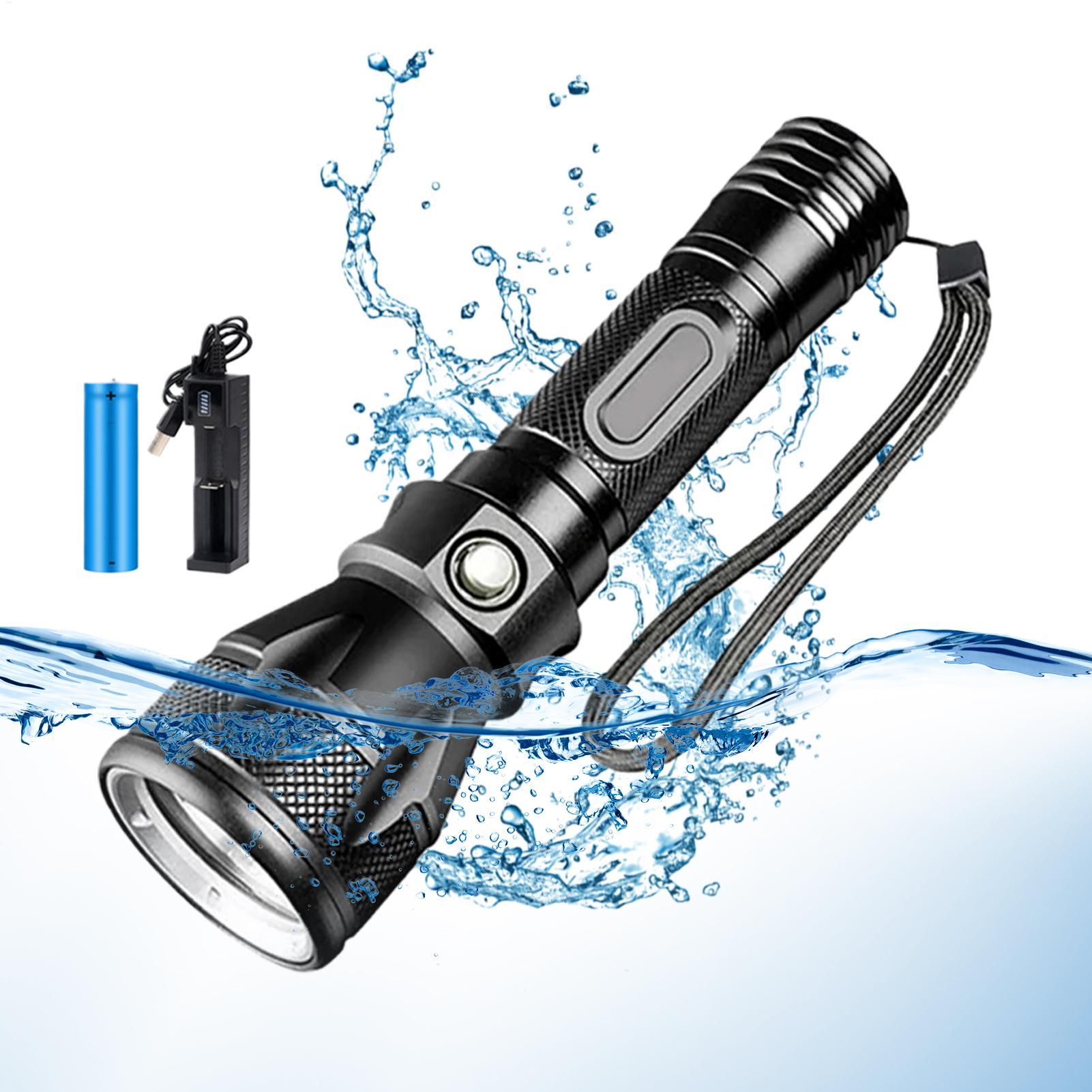 Aquatic Diving - 3가지 모드 강력 충전식 방수 LED